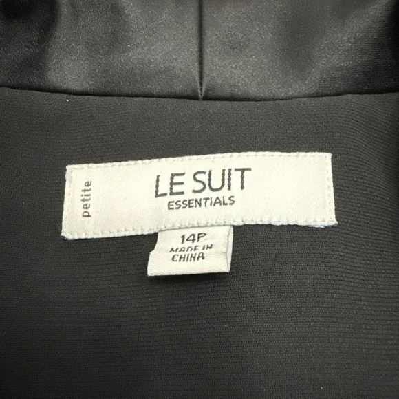 Le Suit satin blazer pant suit set women's 14P petite black 2 piece formal event - Picture 8 of 16